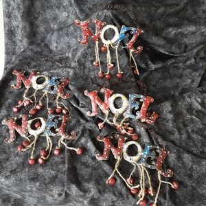 Set of 4 "Noel" Hanging Christmas Tree Ornaments